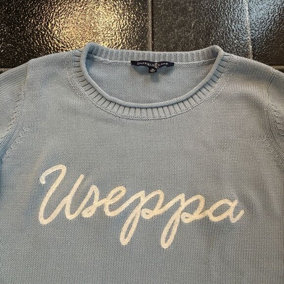 Duffield Preppy Lane Heirloom Cotton Women's Useppa Light Blue Sweater Sz M - Picture 2 of 12